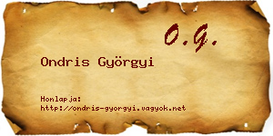 Ondris Györgyi névjegykártya